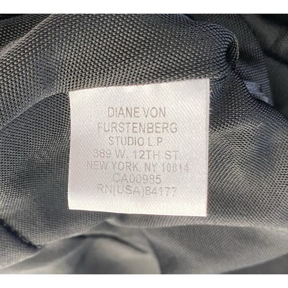 Vintage Diane Von Furstenberg Sz 4Stretch Black Ponte Blk Drape Empire Ptd Waist - Picture 10 of 14